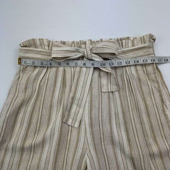 Zac & Rachel Tan White Stripe Wide Leg Cropped Pants Size Medium Boho Style - Picture 6 of 9